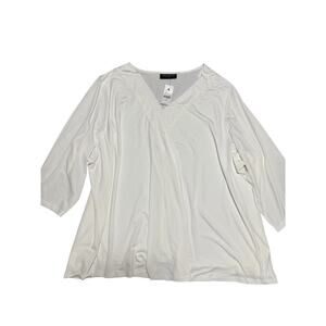 Lane Bryant Lined Top Size 26/28 White Print 95 Poly/5 Spandex NWT